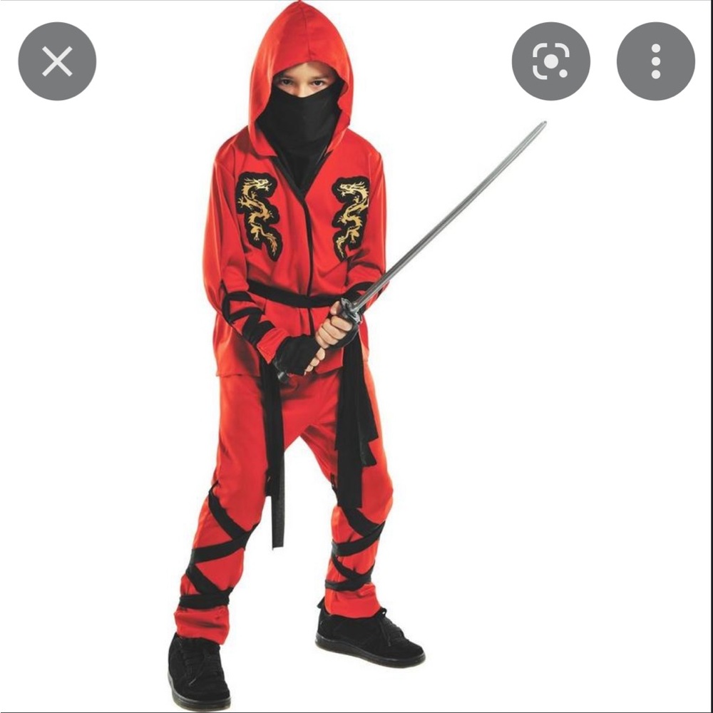 Red Stealth Ninja Costume with plastic dagger